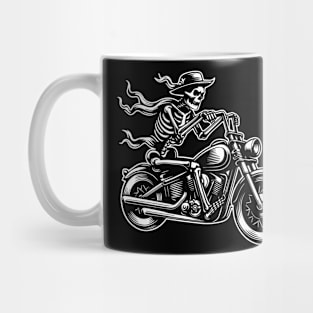 skeleton riding on the motorcycle Mug